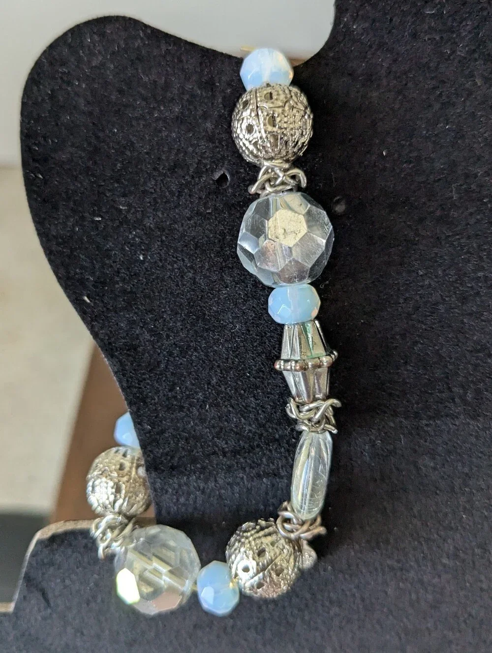 New Silver Mesh Strap Watch with Silver and Clear Beaded Bracelet